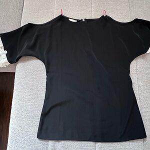 Sachin + Babi navy white cold shoulder Sz S Blouse